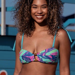 Bandeau Top Bikini Swimsuit, Strapless Top Bathing Suits, Adjustable Tie Swimwear Top