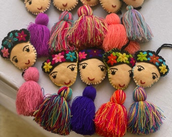 Frida Tassel, Frida Khalo Tassel, Tassels Bags, Embroidered Tassel, Pom Pom Bag,