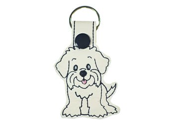 Maltese key fob - Westie Key Chain -  Maltipoo Keychain - Dog Luggage Tag