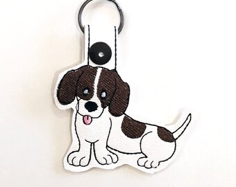 Dachshund Key Ring - Dachshund Key Fob - Piebald Dachshund