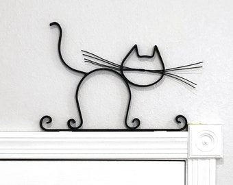 Cat Wall Decor - Metal Wall Art - Metal Cat Window Frame Topper - Door Frame Topper