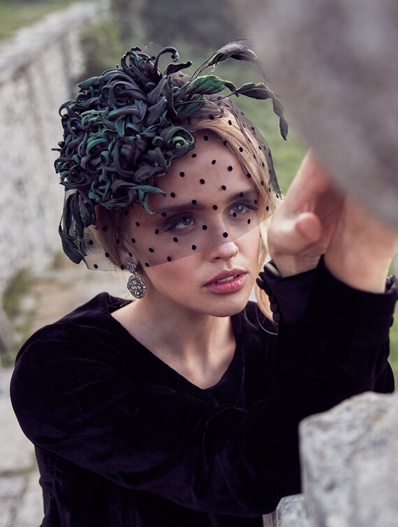 Women\'s Fascinator Hats Tea Party Derby Fascinator Hat With Veil Kentucky New Zinniday Small Tea Party Hat - Black Veil Elegant Kentucky  main image 4