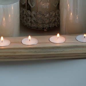 Rustic Wooden Tea Light Candle Holder - Rustic Minimalist Style - Candles Included