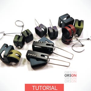 Orson's Original GEO earrings in Polymer Clay Original tutorial e-book in English ONLY