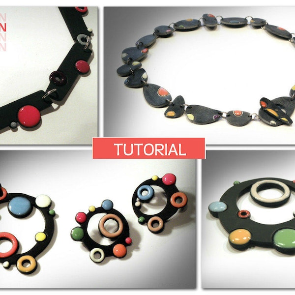 Orsons Faux Enamel Shabby Chic necklace & Cutter Beads pin Polymer clay Tutorial Ebook Instructions in English and Italian