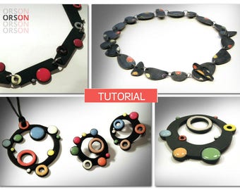 Orsons Faux Enamel Shabby Chic necklace & Cutter Beads pin Polymer clay Tutorial Ebook Instructions in English and Italian