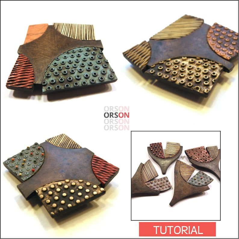 Orsons Weathered Pin Pendant in Polymer clay Tutorial Instructions in English ONLY image 1