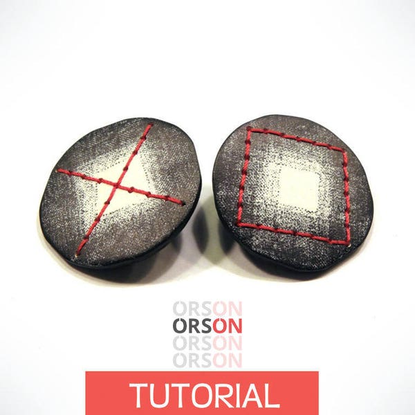 Orsons XOXO chips earrings polymer clay Original tutorial e-book