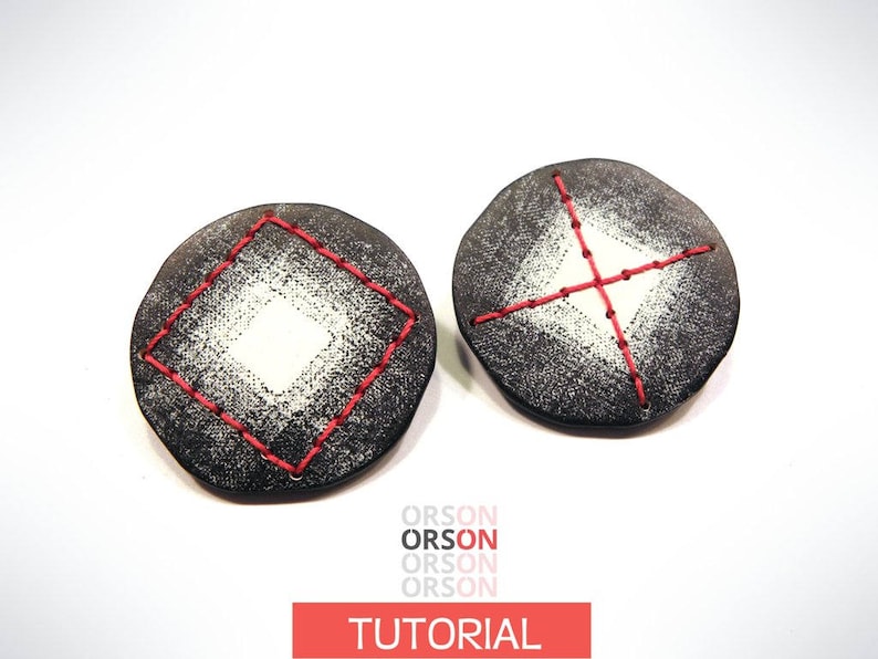 Orsons XOXO chips earrings polymer clay Original tutorial e-book image 2