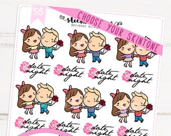 Date Night Kawaii Chibi Character Planner Stickers for Recollections, Happy Planner, Passion Planner, Plum Planner... (#55)