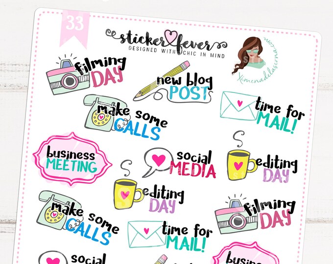 Online Business Planner Stickers for Recollections, Happy Planner, Plum ...