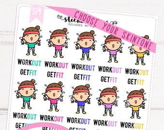 Work Out Kawaii Chibi Character Planner Stickers for Recollections, Happy Planner, Passion Planner, Plum Planner... (#54)