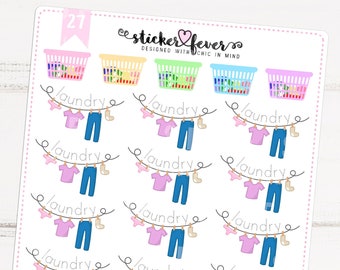 Laundry Time Clothes Line Planner Stickers for Recollections, Happy Planner, Plum Planner, Passion Planner (#27)