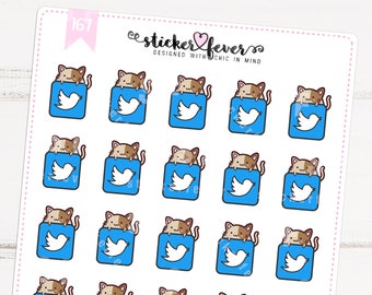 Caramel the Cat Bird Social Media Planner Stickers for Recollections, Happy Planner, Passion Planner, Plum Planner... (#167)