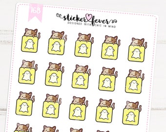 Caramel the Cat SnapChat Planner Stickers for Recollections, Happy Planner, Passion Planner, Plum Planner, Passion Planner... (#168)