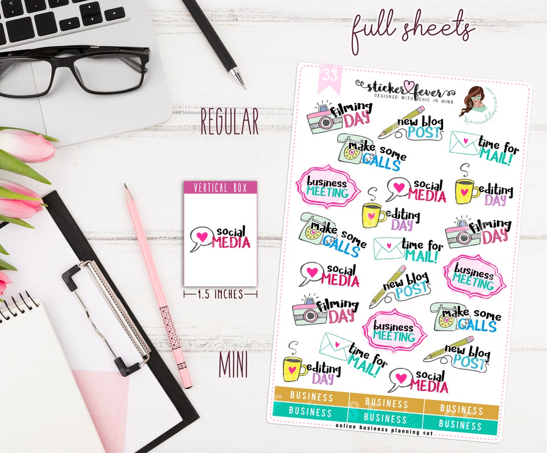Online Business Planner Stickers for Recollections, Happy Planner, Plum ...