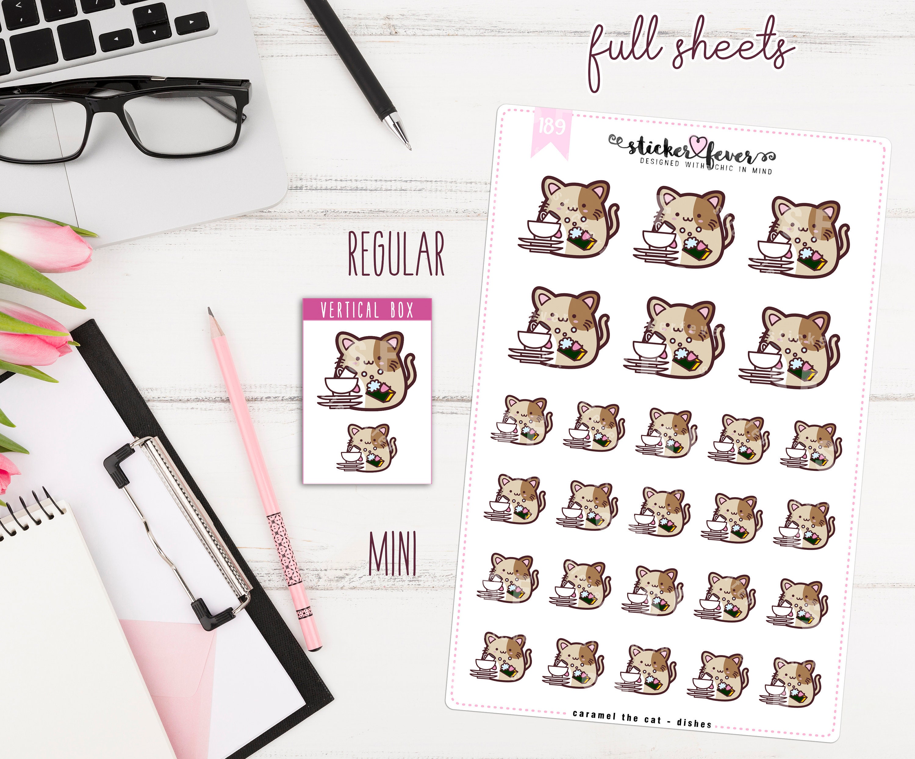 Happy Planner Passion Planner #186 Plum Planner... Caramel the Cat Laundry Planner Stickers for Recollections
