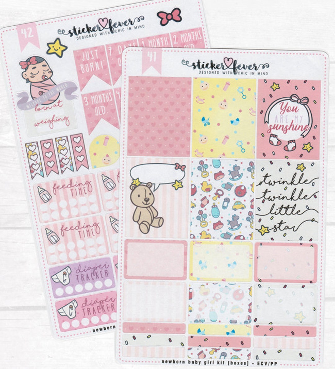 Newborn Baby Girl Kit Planner Stickers for Standard Vertical - Etsy