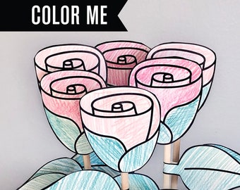 DIY Color Me Bouquet / Mothers Day Gift / Coloring Bouquet / Teachers Gift / Valentines Gift / Coloring Flowers / Teacher Gift / FB21