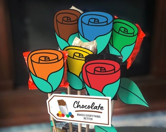 DIY Chocolate Bouquet / Gift for Him / Gift for Her / Bouquet For Him / Candy Flowers / Valentines Gift For Him / Anniversary Gift / FB21