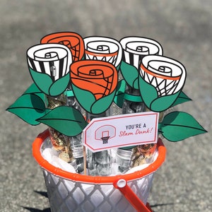 DIY Basketball Bouquet / Gift for Him / Basketball Valentine / Basketball Flowers / Valentines Gift / Basketball Anniversary Gift / FB21