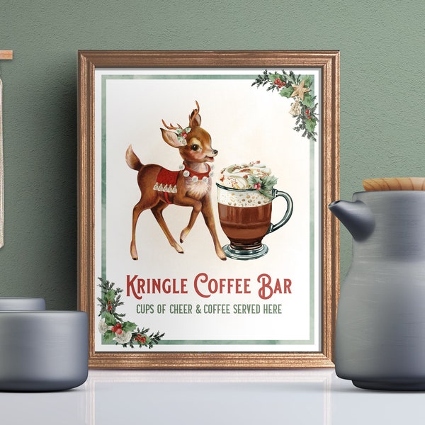 Christmas Coffee Bar Sign / Coffee Sign / Christmas Coffee Sign / Holiday Coffee Bar / Boho Christmas / Kringle Coffee Bar Sign / BC22