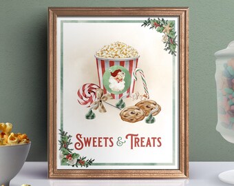 Letrero de dulces navideños: Decoración para la mesa de postres (Descargar PDF)