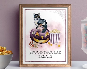 Letrero de dulces de Halloween: Decoración de mesa de postres espectacular (Descargar PDF)
