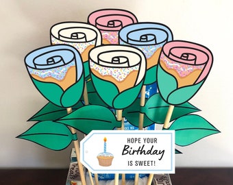 Ramo de cumpleaños DIY: Ramo de dulces / Ramo de tarjetas de regalo / Regalo de San Valentín / Regalo para maestros / Regalo para maestros / Ramo de chocolate (Descargar PDF)