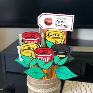 DIY Crossing Guard Bouquet / Gift for Him / Gift For Her / Teachers Gift / Gift Card Bouquet Valentines Gift Teacher Gifts Teacher Gift FB21