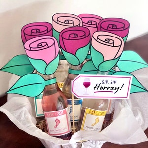 DIY wijnboeket / Moederdagcadeau / Wijn Valentijn / Wijnverjaardag / Wijncadeauboeket / Cadeau voor moeder / 21e verjaardagscadeau / FB21