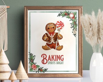 Baking Spirits Bright Sign / Christmas Dessert Table Sign / Christmas Party Sign / Holiday Sweets and Treats Sign / Boho Christmas / BC22