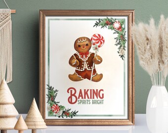 Cartel luminoso de Baking Spirits: Decoración navideña para la mesa de postres (Descargar PDF)