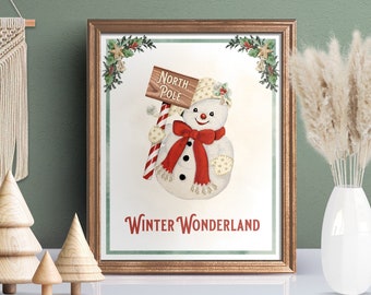 Christmas Sign / Winter Wonderland Sign / Christmas Party Sign / Boho Christmas / Christmas Snowman Sign / Vintage Christmas / BC22