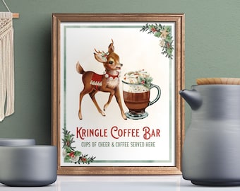 Letrero de cafetería Kringle: Decoración navideña bohemia (Descargar PDF)