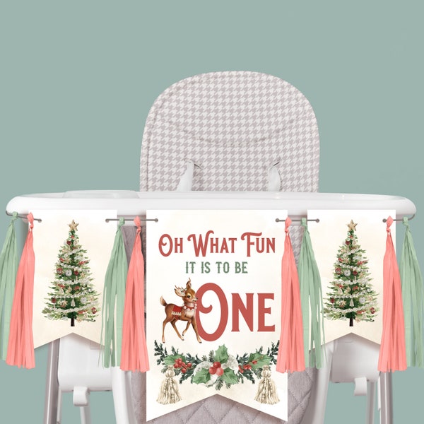 Oh What Fun it is to be one High Chair Banner / First Birthday Party Smash Cake Photo shoot / Snow Much Fun / Winter ONEderland / BC22