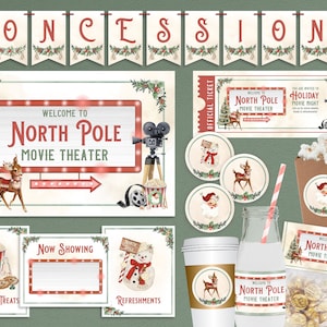Christmas Movie Night Printables / Holiday Movie Night Bundle / Boho Christmas / Vintage Christmas Decorations / Family Movie Night / BC22