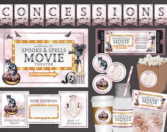 Paquete de imprimibles bohemios para una noche de cine de Halloween (descarga en PDF)