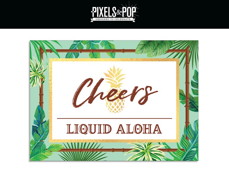 Hawaiian Luau Party Printable Cheers Sign / Tropical Cheers Etsy