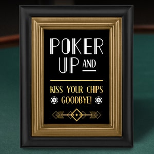 1920s Art Deco Poker Table Sign // Great Gatsby Printable Decorations / Black and Gold 1920s Party Sign / Printable Poker Table Sign / GP17