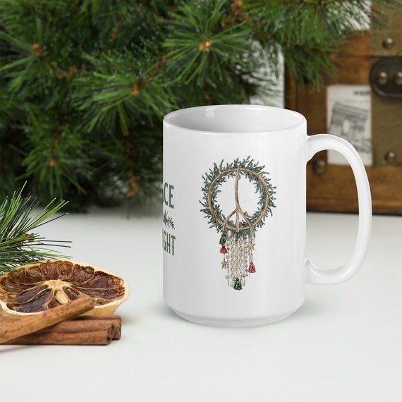 Peace, Love and Light Mug / Peace Christmas Mug / Boho Christmas Mug / Peace Mug / Christmas Coffee Mug / Christmas Hot Cocoa Mug / BC22 Il_570xn