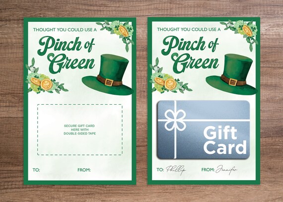 Saint Patrick's Day Gift Card Holder / A Pinch of Green / Printable Gift Card Holder / Saint Patty's Day Teachers Gift / St Pattys Day LO23 Il_570xn