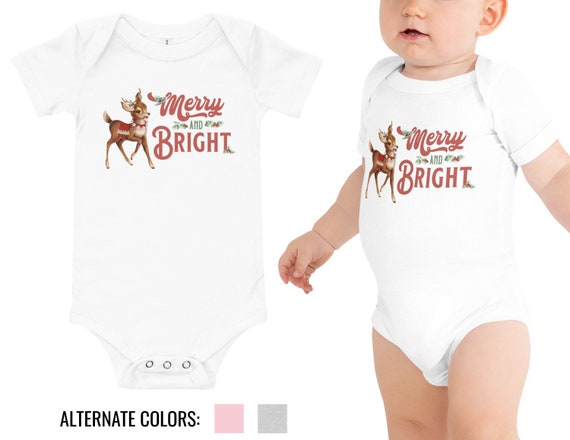 Onesie: Merry and Bright / Christmas Onesie / Holiday Onesie / Reindeer Onesie / Baby Christmas Gift / Christmas Baby Shower Gift / BC22 Il_570xn