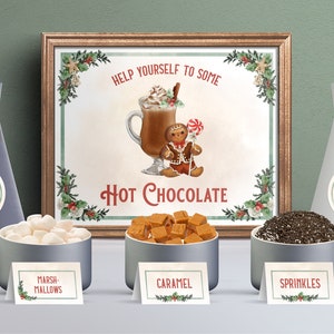 Christmas Hot Cocoa Bar Kit: Holiday Sign & Labels (PDF Download)