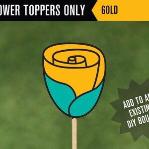 Gold Flower Toppers for DIY Gift Bouquets / Teachers Gift / Gift Card Bouquet / Valentines Gift / Teacher Gifts / Teacher Gift / FB23