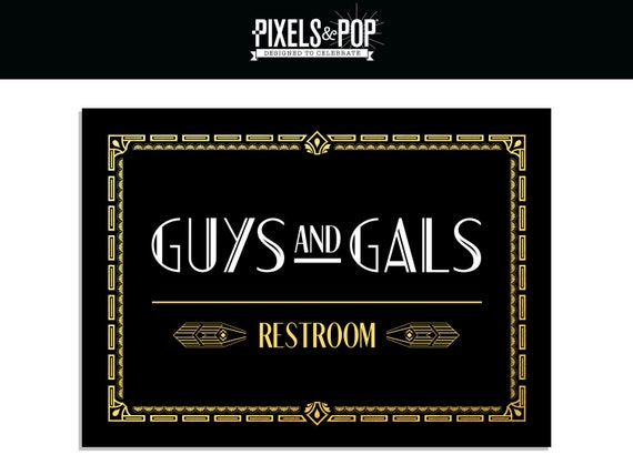 1920s Art Deco Restroom Sign / Great Gatsby Printable Decorations ...