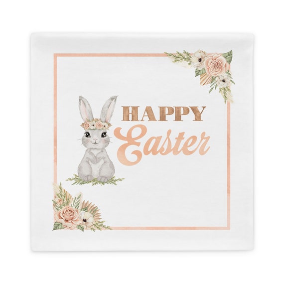 Happy Easter Pillow Case / Spring Pillow Case / Accent Pillow Case / Easter Bunny Pillow / Boho Bunny Pillow Case / Easter Decor / SB23 Il_570xn
