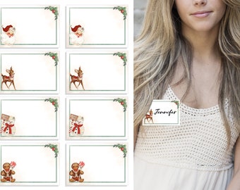 Printable Christmas Name Tags / Holiday Name Tags / Christmas Name Cards / Name Badges / Boho Christmas / Avery Label Template 5395 / BC22