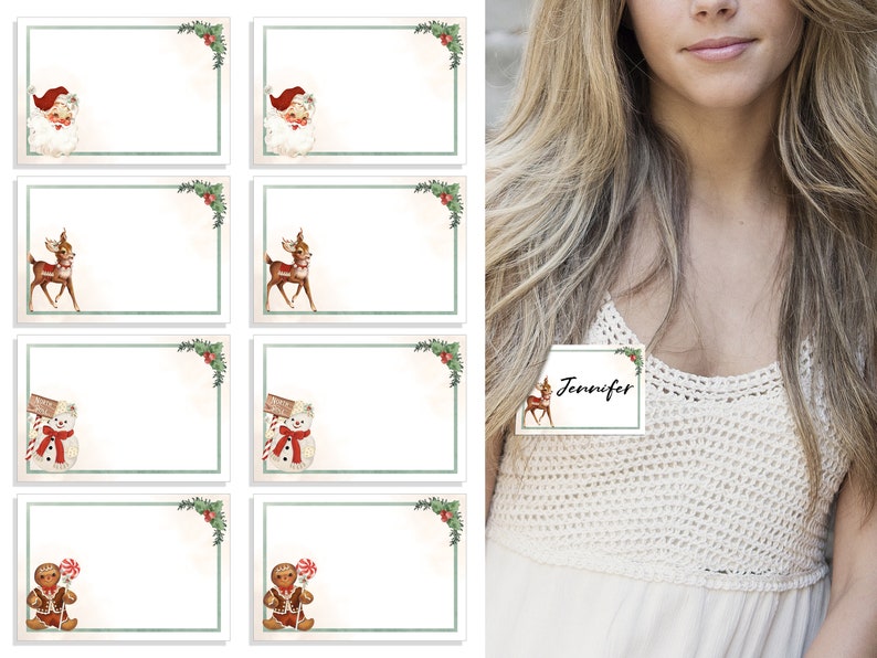 Printable Christmas Name Tags / Holiday Name Tags / Christmas - Etsy