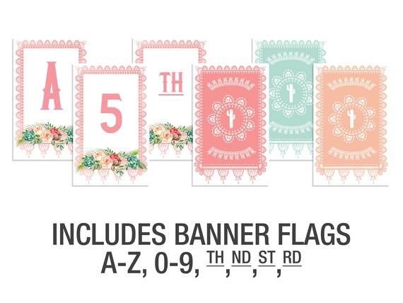 Fiesta Party Banner / First Fiesta Banner / Printable Decorations / Baby Fiesta Banner / Custom Banner / A-Z Banner / Final Fiesta / FP21 Il_570xn